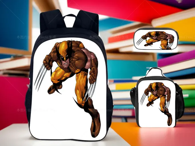 marvel-trendy-schoolbag-set-includes-backpack-side-bag-pen-casekid-wolverine-casual-daypack-school