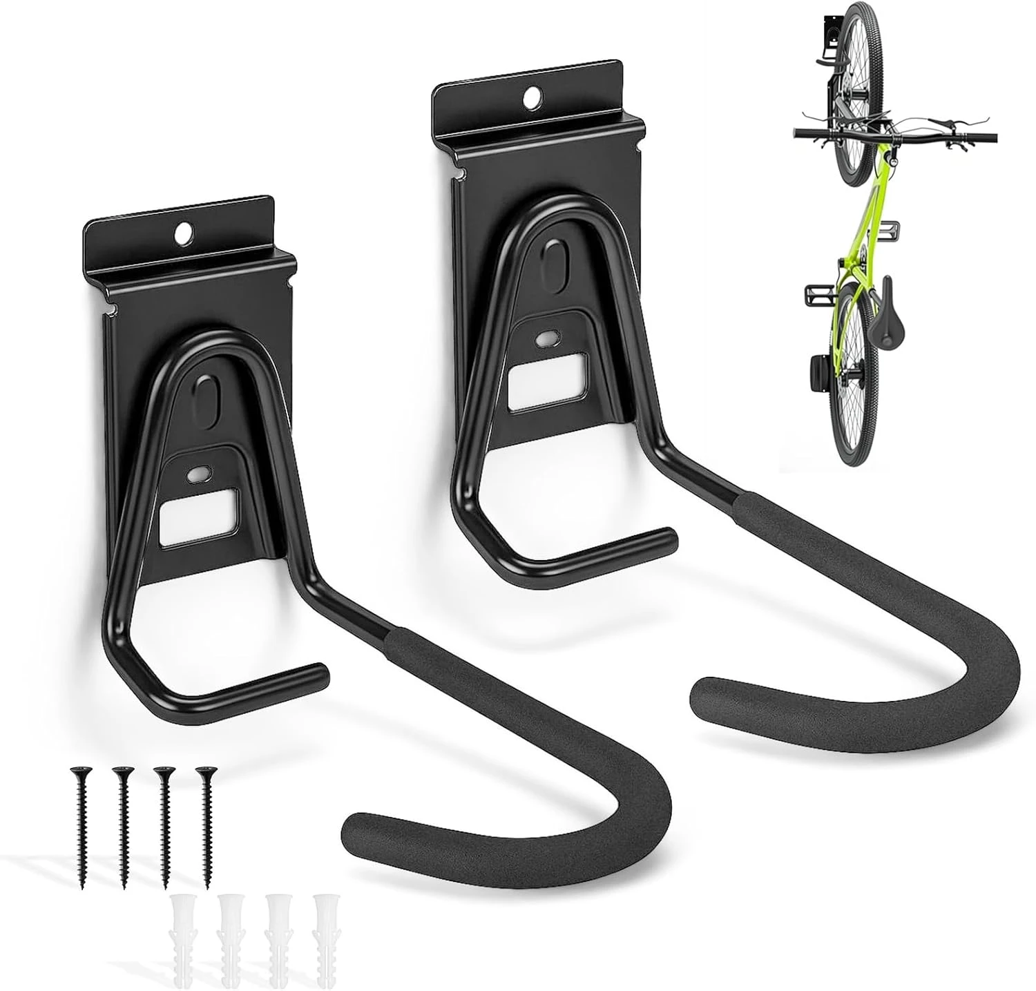 2pcs Garage Hooks Heavy Duty Groove Plate Hooks Wall-Mounted To Save Space For Power Tools Garden Tools Ladders Bikes