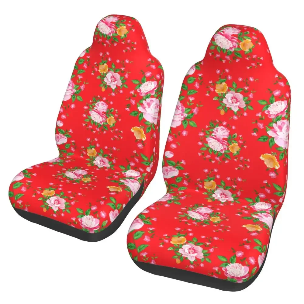 Peony Chinese Style Car Seat Cover 2PCS Universal Model Anti Pollution Protection Front Car Seat Cover Car Accessories