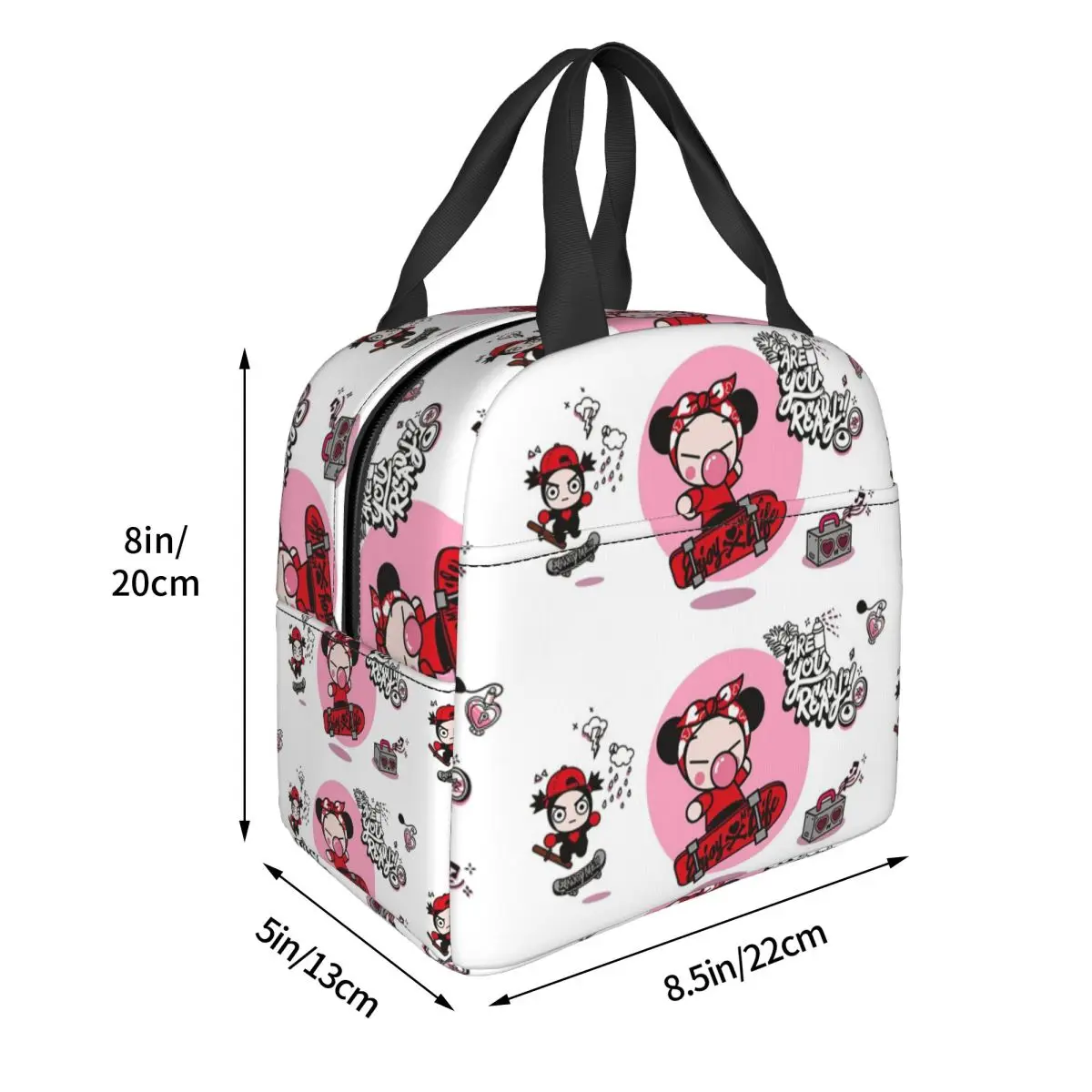 Cartoon Pucca Insulated Lunch Bag for Women Kids Leakproof Food Boxes Thermal Lunch Box Tote