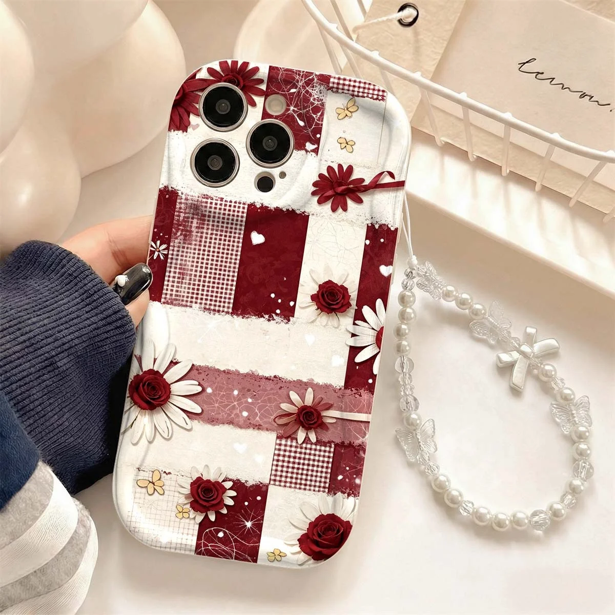 Burgundy Rose Lanyard  Phone Case For Samsung Galaxy A57 S26 S24 Plus S25 S23 Ultra A55 A17 A15 A56 A36 A37 Wrist Strap Cover