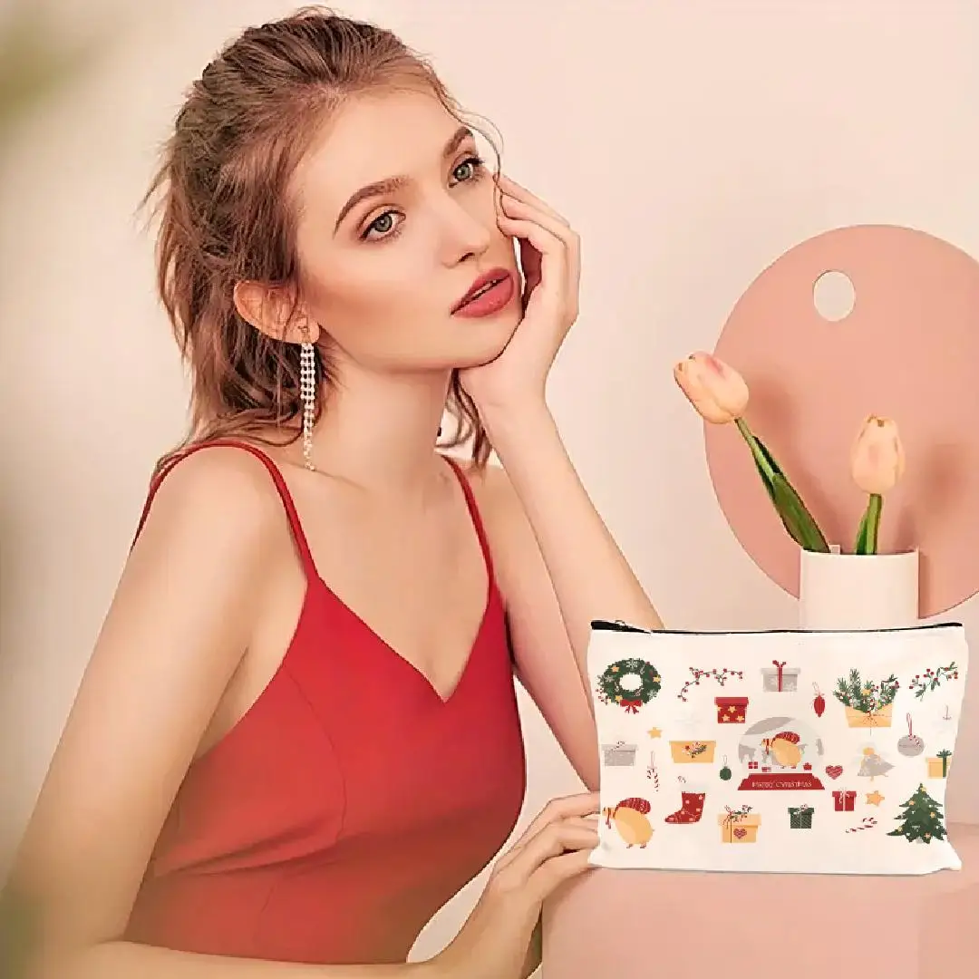 메리 크리스마스 휴일 만화 메이크업 가방 - 다기능 지퍼 파우치, 보석 보관 가방, 완벽한 여행용 지퍼 소형 가방