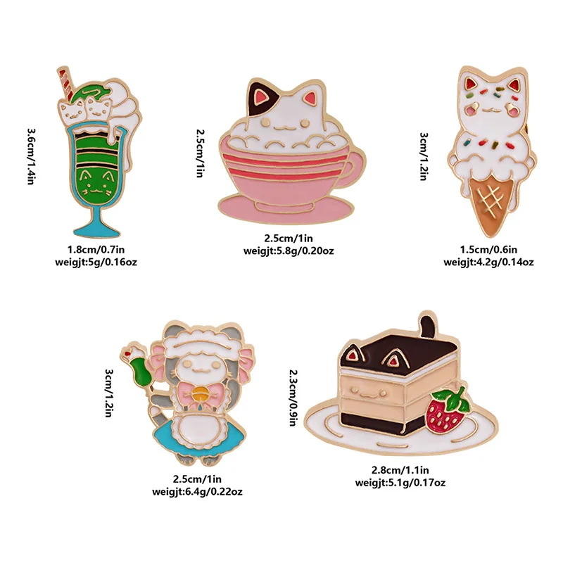 Adorable Ice Cream Cake Rabbit Cat Brooches Animal Enamel Pins Collecting Backpack Hat Bag Decorate Badges Boutique Medal Gift