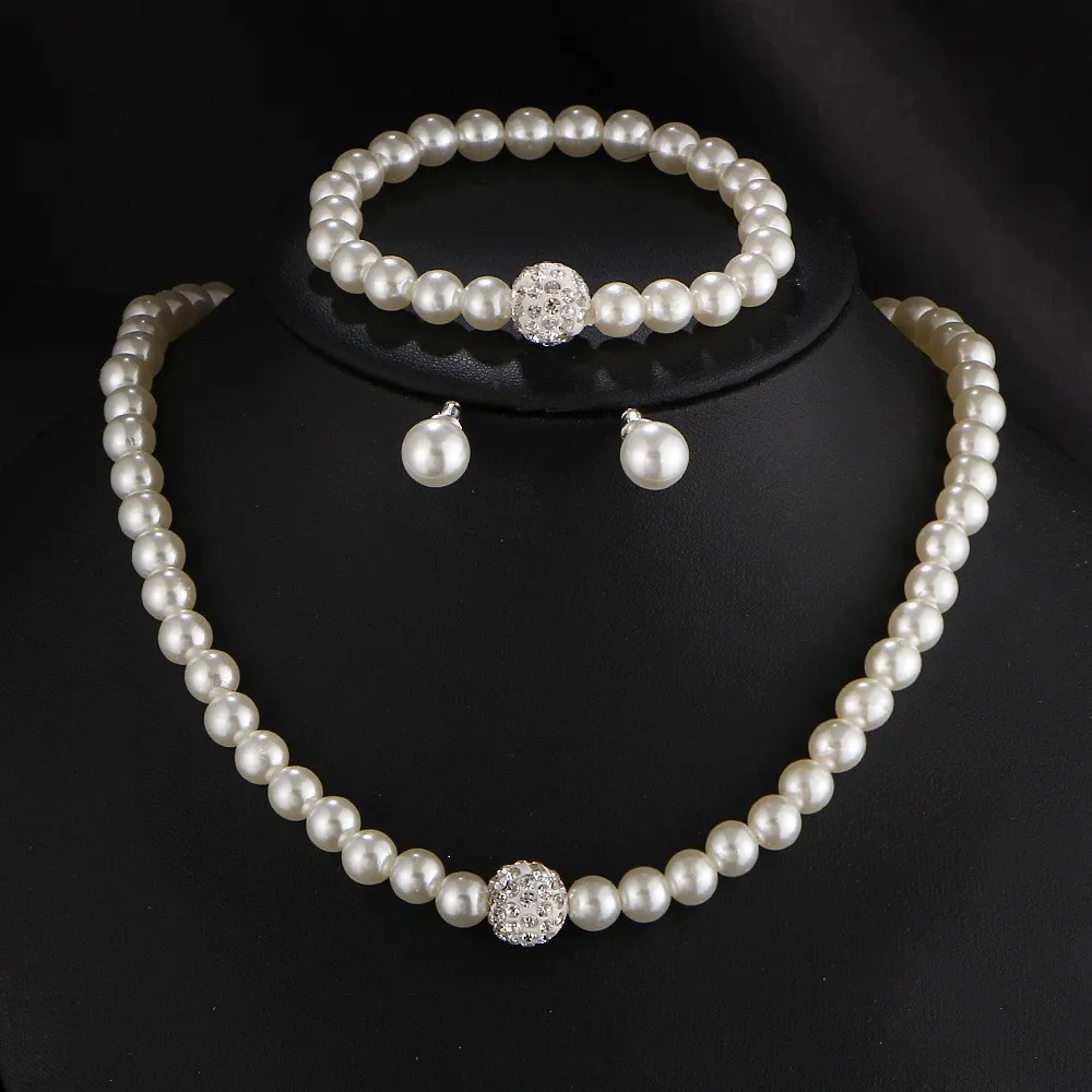 1Set Hot Selling Fashionable Small Fragrance Pearl Necklace Earrings Bracelet Jewelry for Women's Sweet Temperament Jewelry Set