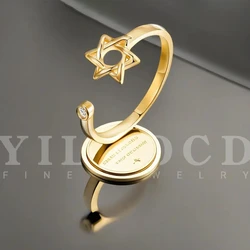 YILUOCD-Anel Estrela de David Vintage para Mulheres, Amuleto Wiccan, Anéis Ajustáveis, Jóias Hexagrama, Magen David