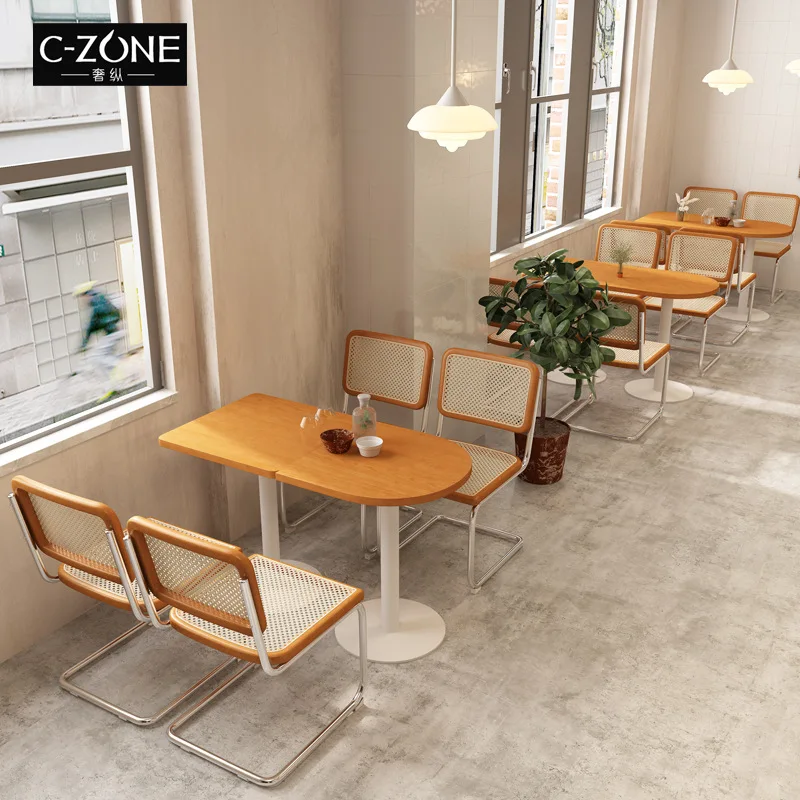 

Commercial furniture Cafe rattan tables and chairs combination dessert shop cake shop tea restaurant booth sofa