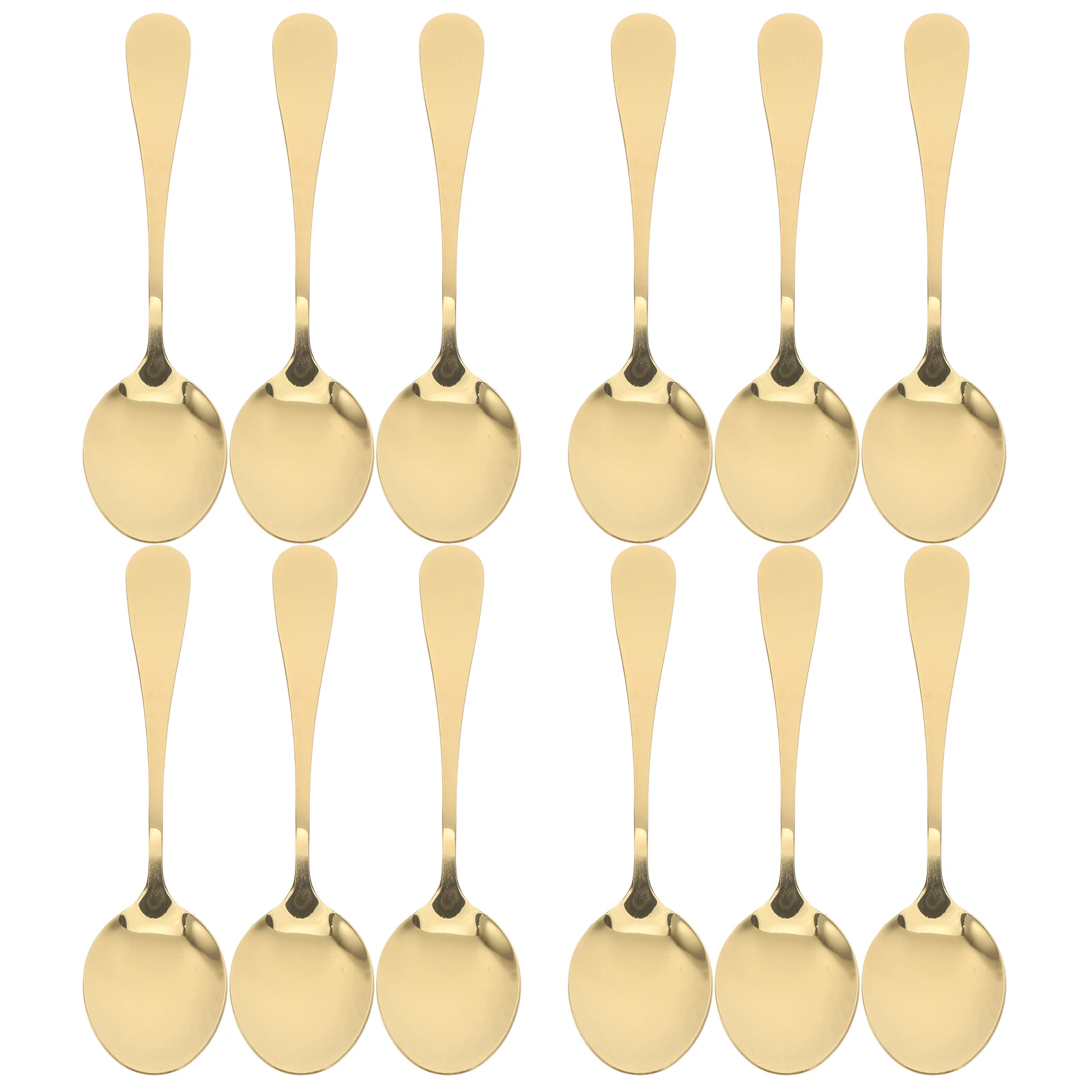 

12pcs Gold Stainless Steel Dessert Spoon Coffee Spoons Mixing Spoon Kitchen Tools Titanium Coating Durability Comfort Grip