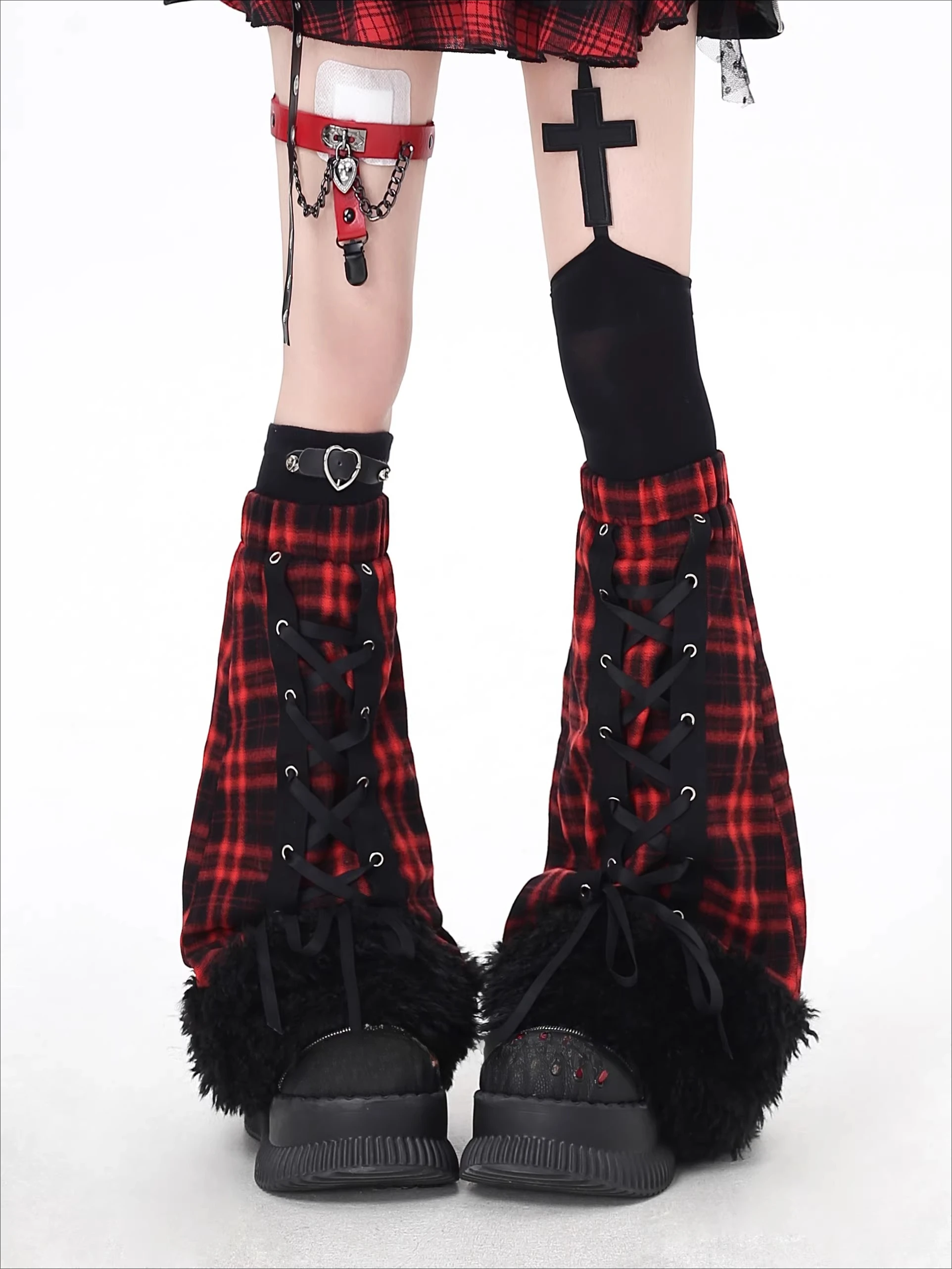 

Готические гетры в стиле Харадзюку для девушек, выше колена, расклешенные, винтажные Y2K, осенние, с эффектом похудения, с повязками, шикарные накладки на ноги