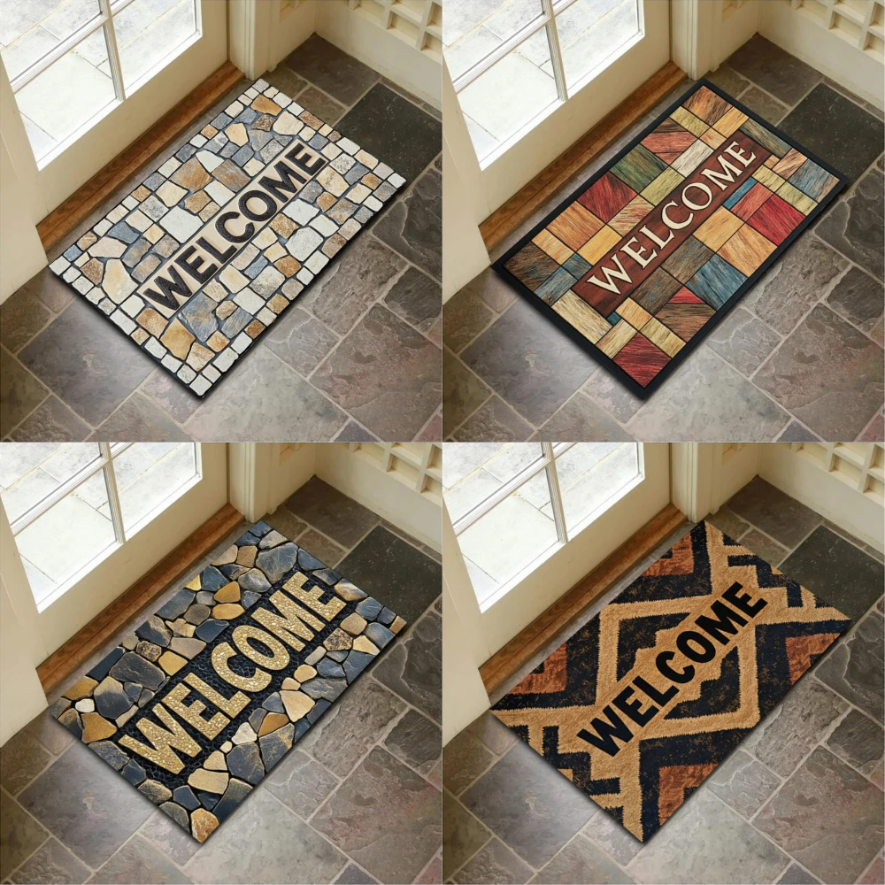 Kreative Stein Block Montage Willkommen Teppich Wohnzimmer Schlafzimmer Boden Matte Küche Rutschfeste Matte Wohnkultur Küche Rutschfeste Tür Matte