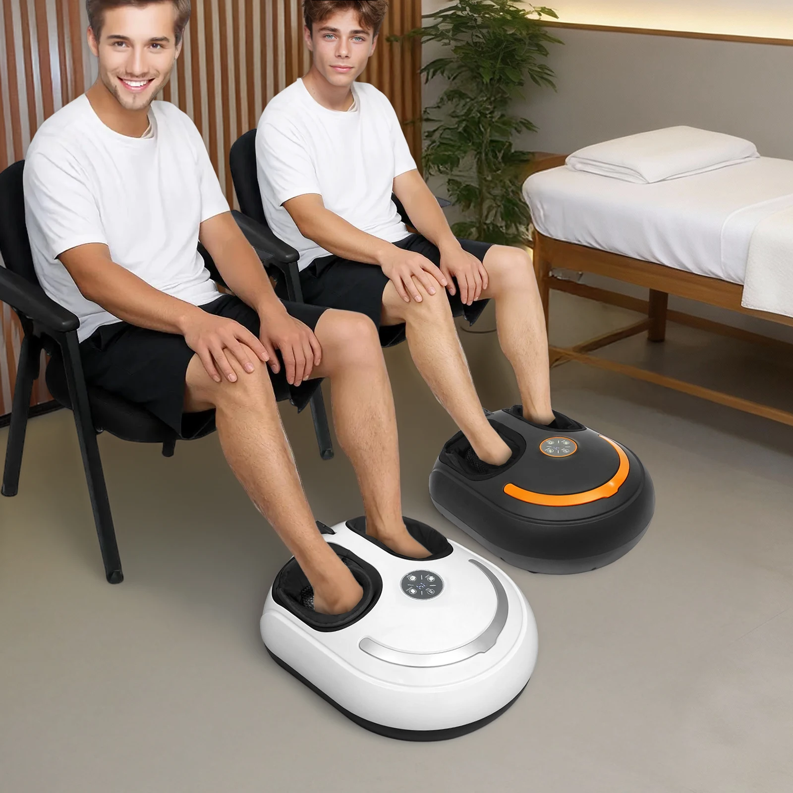 Masseur de pieds 40W, appareil de massage domestique enveloppé d'air avec télécommande pour soulager les douleurs aux jambes et aux pieds, 5 niveaux réglables, écran LCD