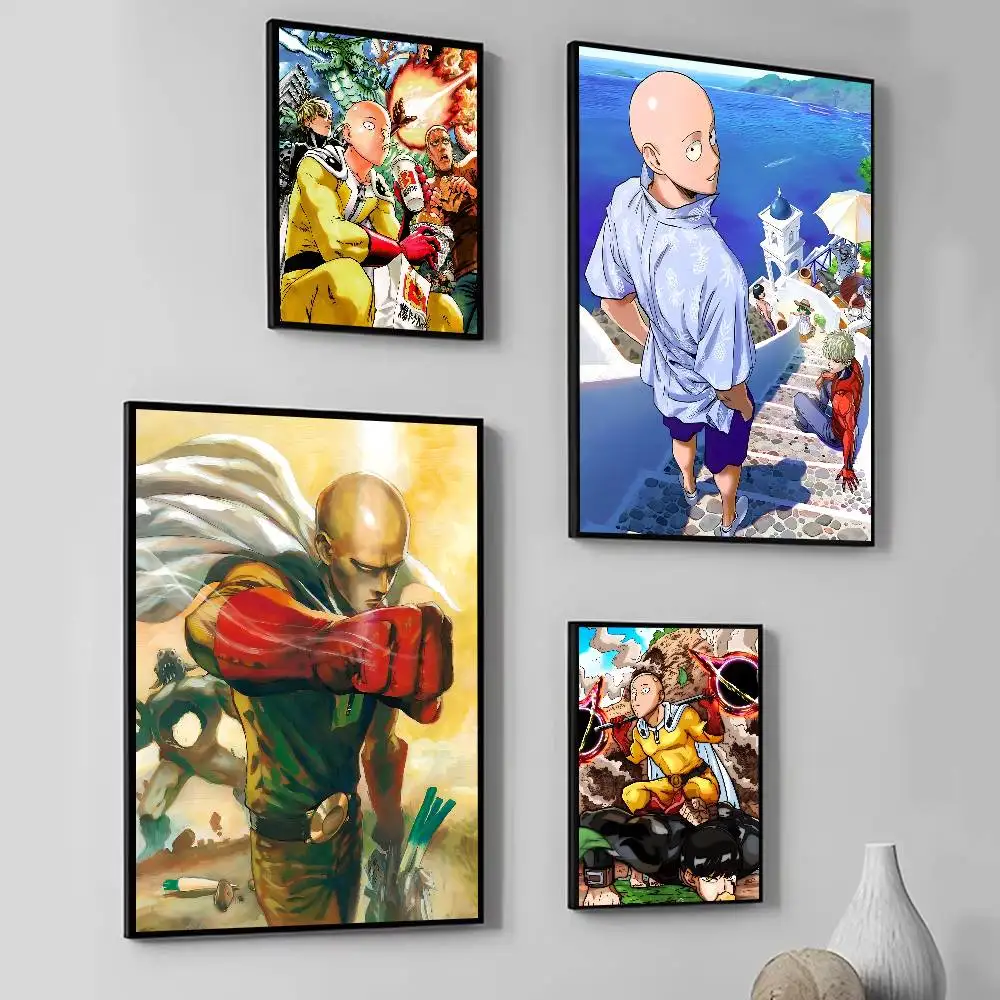Japanese Manga O-One-P-Punch Anime Man Posters Fancy Wall Sticker for Living Room Bar Decoration Wall Decor