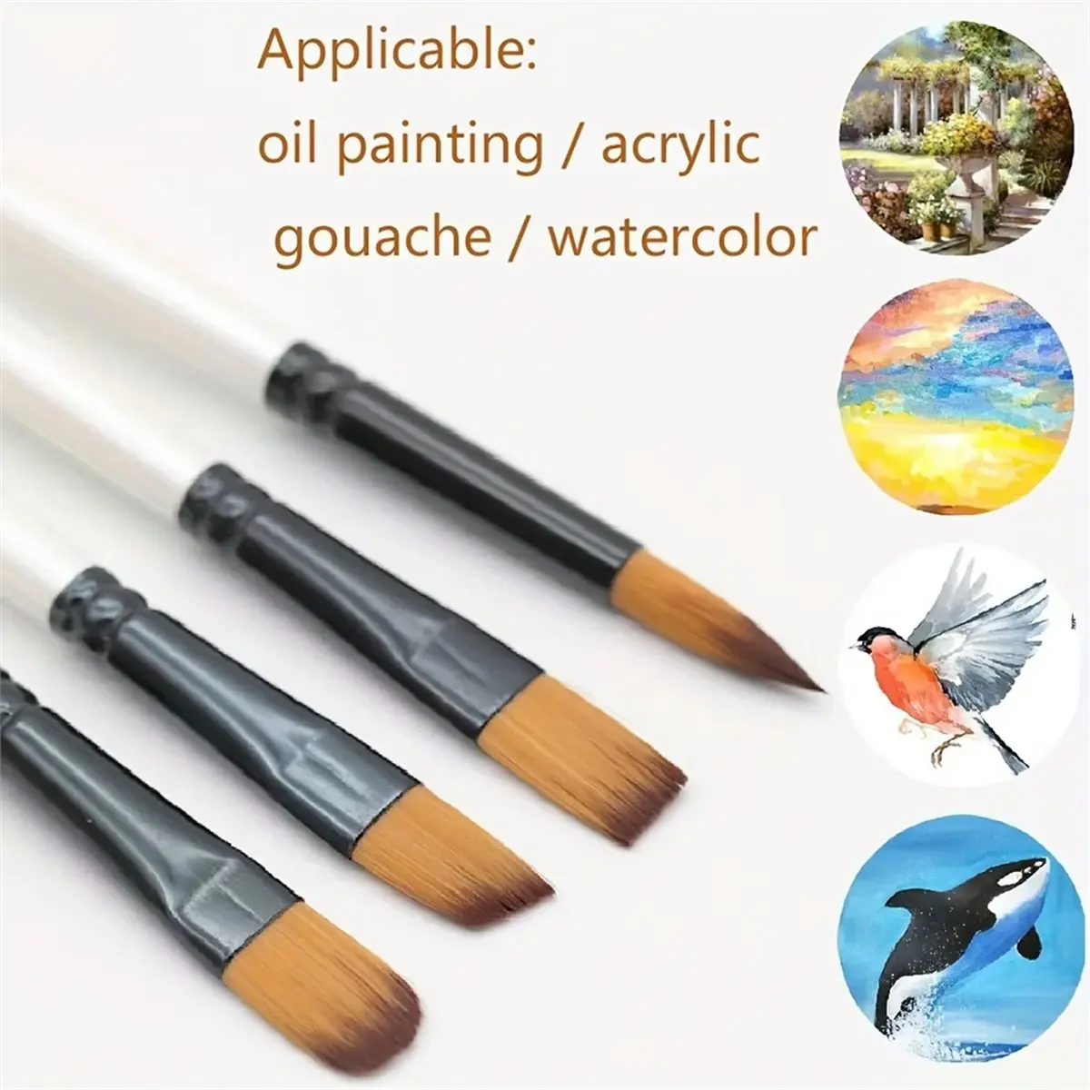 ABUA 32pcs Nylon Bristle Artist Paint Brushes Set for Acrylic, Oil, Watercolor Painting