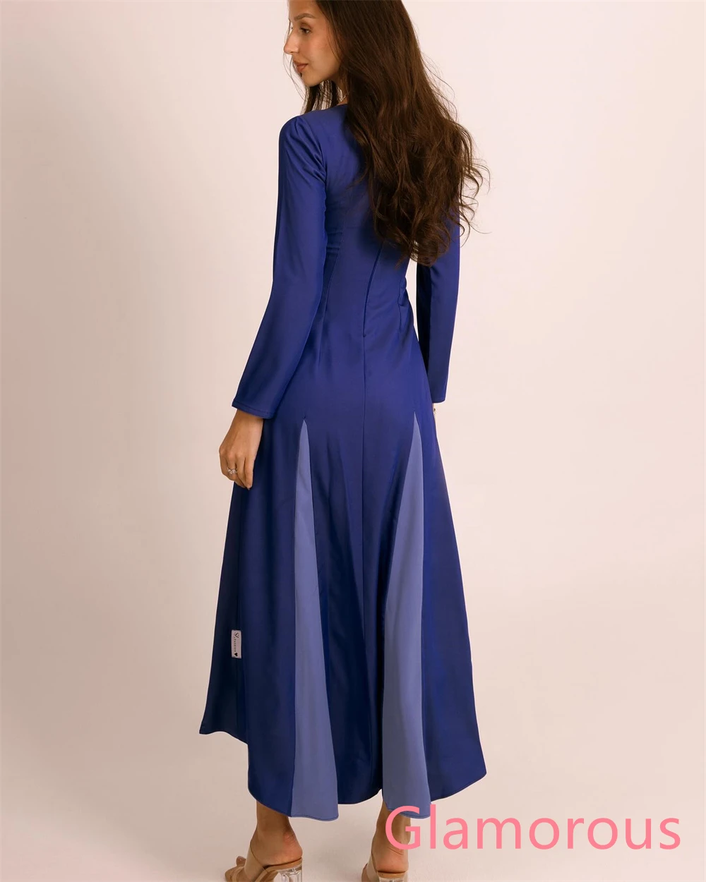 Dostosowana klasyczna fioletowa suknia wieczorowa z dżerseju, dekolt w serek, długie rękawy, sukienka na powrót do domu, suknie na specjalne okazje, wysokiej jakości miękkie