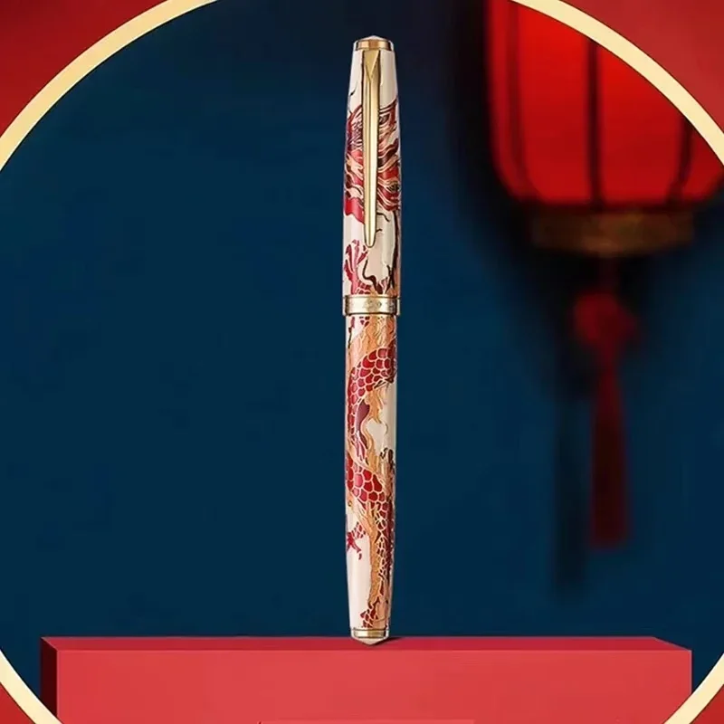 HERO 100 14K Fountain Pen Gold Year of The Dragon Design Hooded Nib for Pens Collector's Edition Limited Business Writing