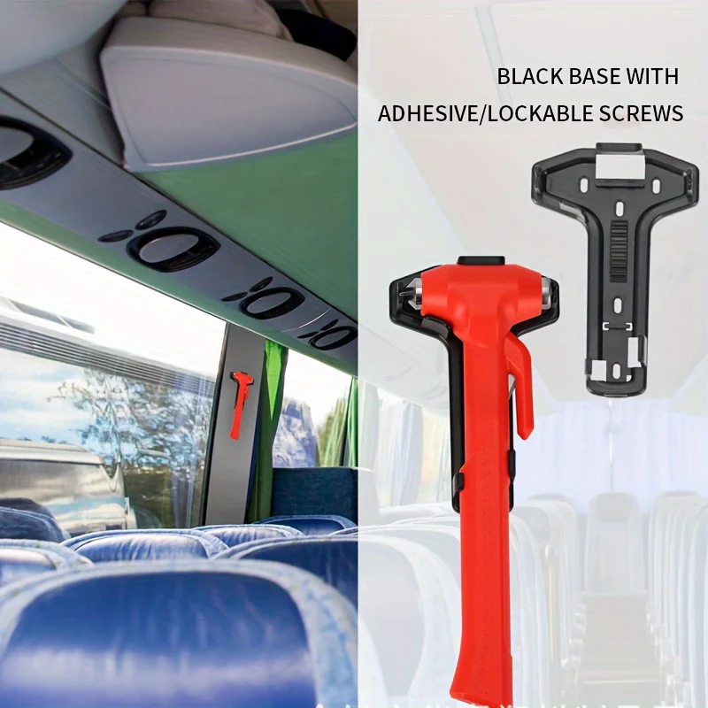 

2-Pack ABS Safety Hammer with Seatbelt Cutter - Long Handle Emergency Escape Tool for Car Window Breaking and Bus Rescue, Vehicl
