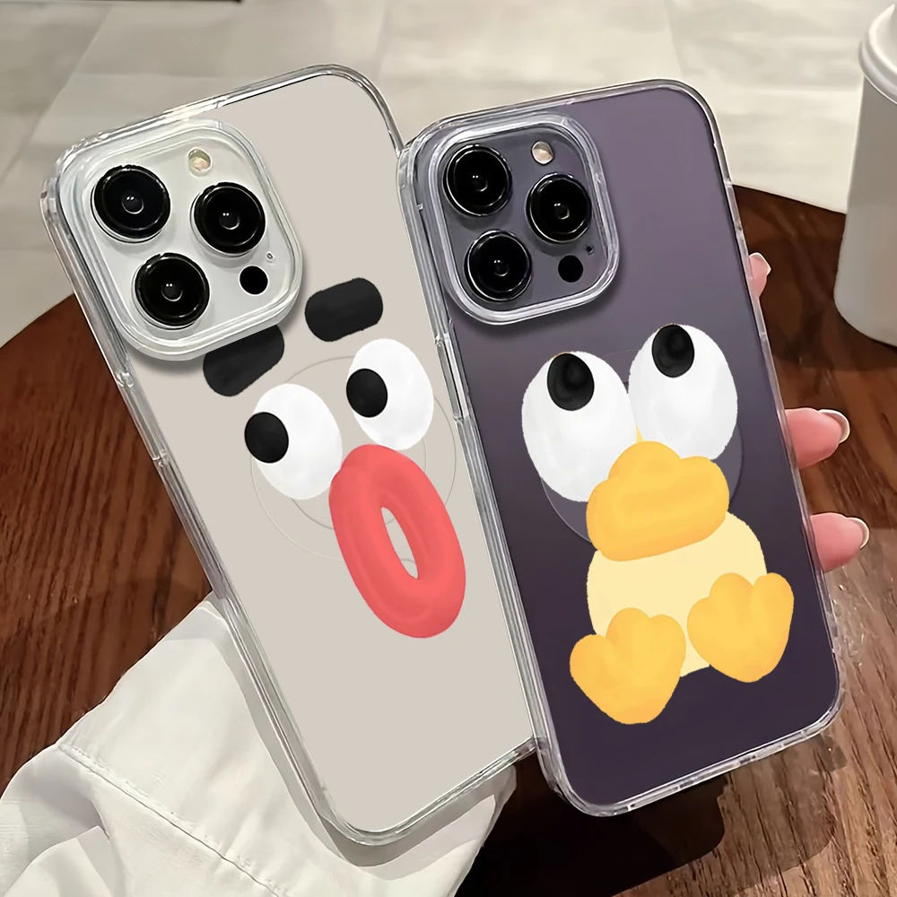 Funny facial expressions Phone Case For iPhone 11 12 13 14 15 16 Pro Max Plus Magesafe Magnetic Transparent Charge Soft Shell