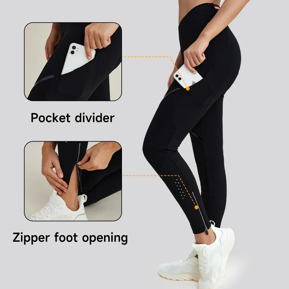 Santic المرأة سروال ركوب الدراجات يندبروف عاكس الدفء ركوب الدراجات السراويل الرياضية للخريف والشتاء KL25C04290H #6