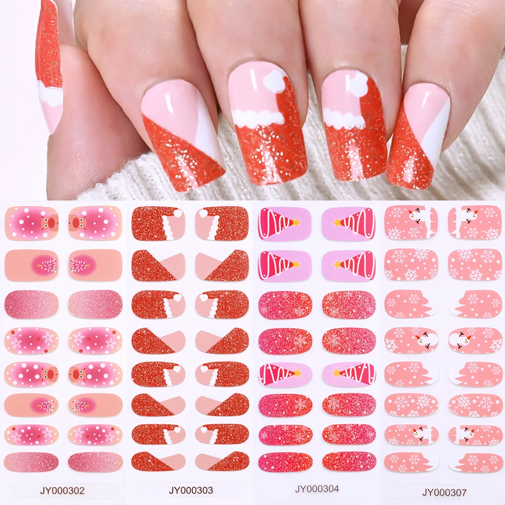 16 نصائح أحمر أخضر عيد الميلاد مسمار ملصق شجرة عيد الميلاد ندفة الثلج ثلج ذاتية اللصق الشارات غطاء كامل مسمار يلتف DIY بها بنفسك الديكور #4