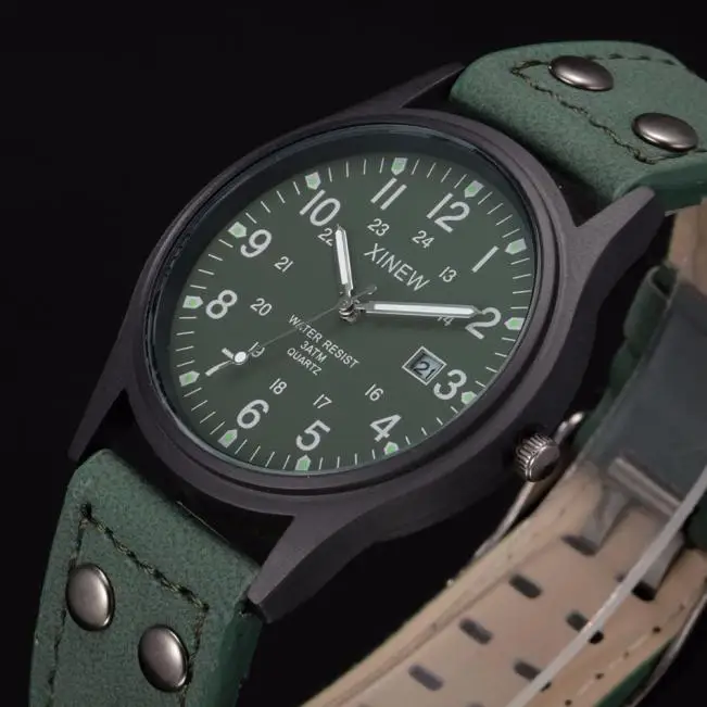 ساعة 6 في 1 للرجال رياضية كلاسيكية بحزام عتيق من الجلد للرجال كوارتز للتاريخ ساعة كوكب للرجال