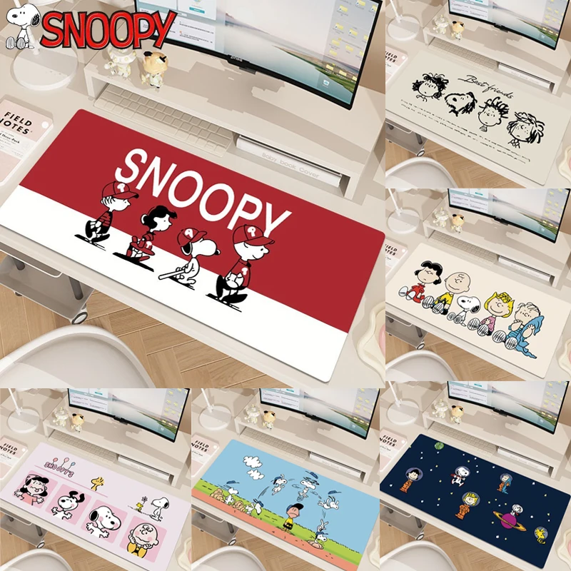 Snoopy cartoon mouse pad de grandes dimensões bonito xxl tapete de mesa de jogo escritório mousepads 800x300mm dormitório mouse pad acessórios do computador