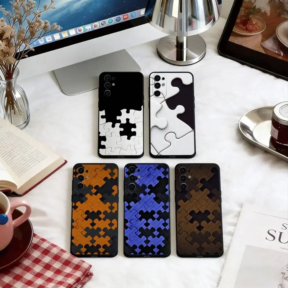 

Puzzle piece Phone Case For Samsung S25,S24,S21,S22,S23,S30,Ultra,S20,Plus,Fe,Lite,Note,10,Soft Black Cover