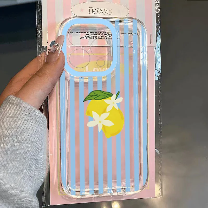 

Fruit Yellow Lemon Phone Case For iPhone 16 15 14 13 12 11 Pro Max Mini X XS SE4 7 8 Plus 16E Shockproof Soft Transparent Cover