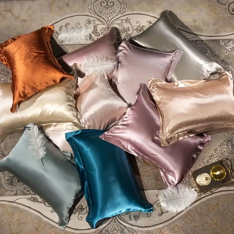 

1pcs Solid Color Imitation Silk Pillowcase 48x74cm Soft Smooth Satin Pillow Cover Bedroom Home Textile Sleeping Beauty Care