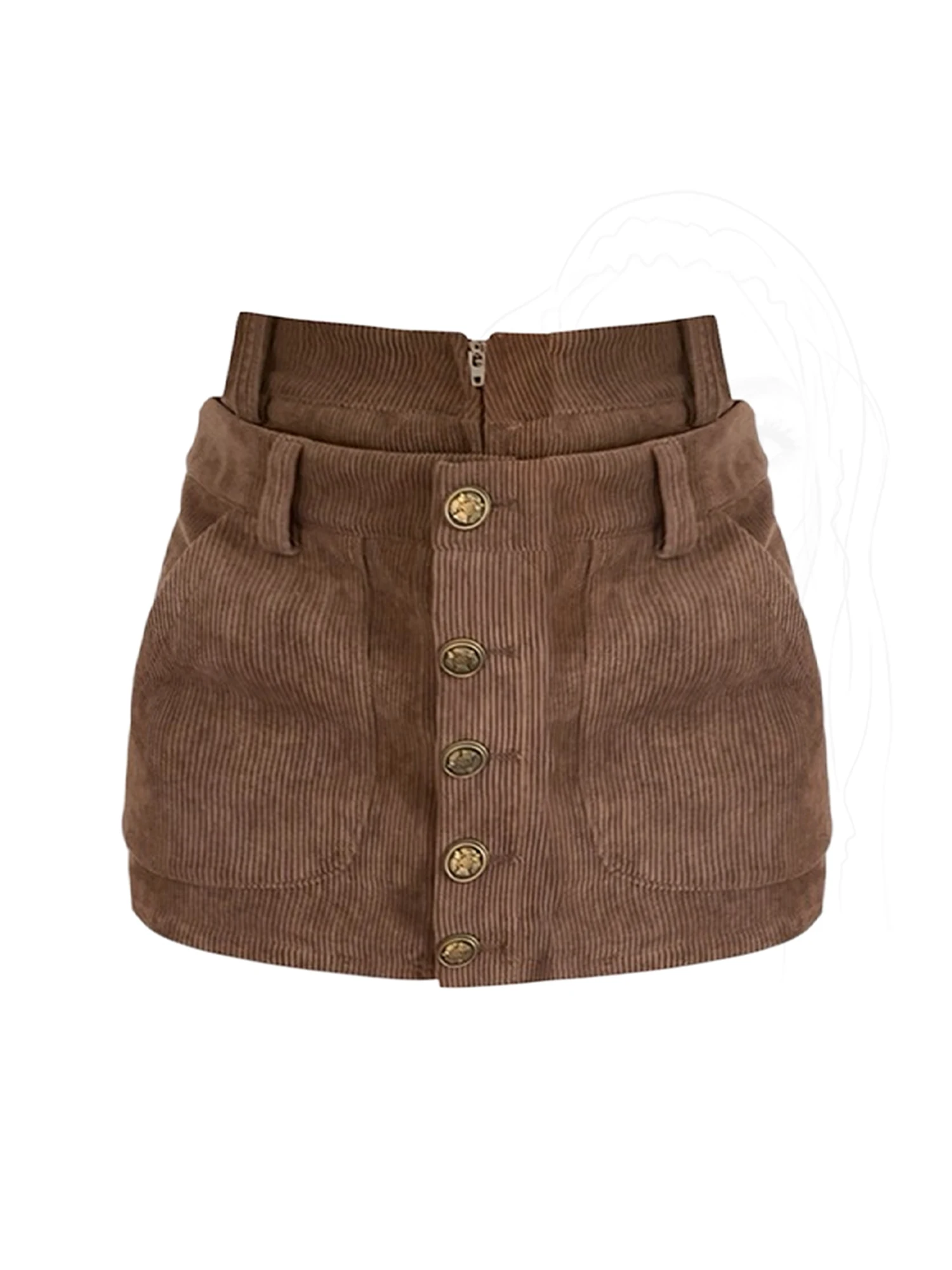 

Women's Brown Mini Skirt Vintage Y2k Gyaru A-line Corduroy Skirt Harajuku High Waist Oversize Skirts 2000s Japandi Clothes 2025