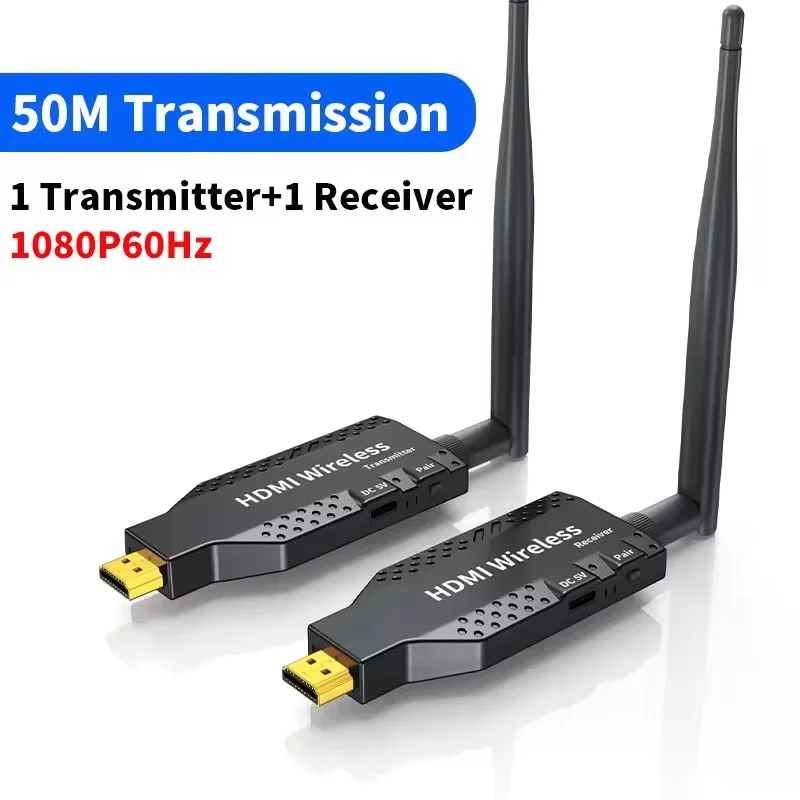 Wireless Transmitter and Receiver 50m HDMI Extender Display Adapter for Video Camera Laptop PC To TV Monitor Projector