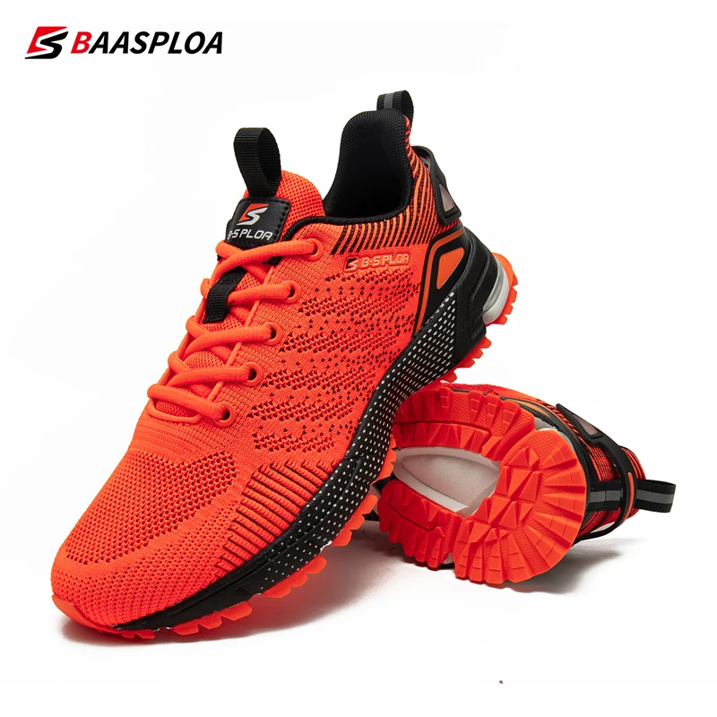 

Baasploa Men Running Shoes Outdoor Lightweight Breathable Lace up Tennis Shoes Male Casual Non-Slip Professional Sports Shoes