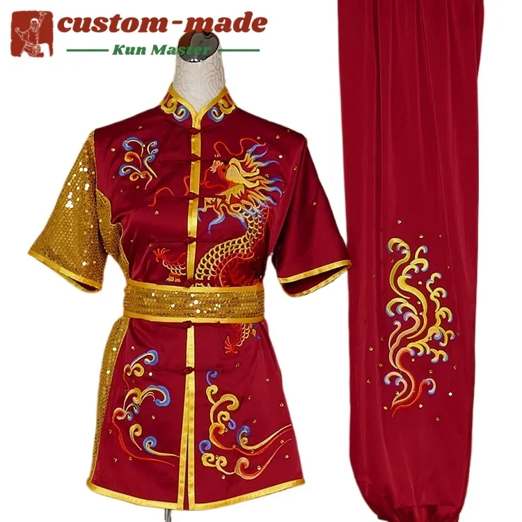 

Custom Martial Arts Uniform Kung Fu Suit with Dragon Embroidery Southern Fist Long Fist Reinforced for KungFu Forms Competition
