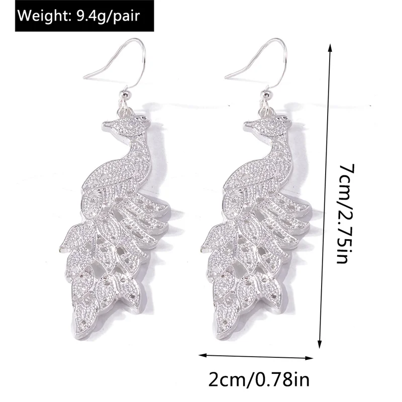 Aihua Silberfarbene Lange Quasten-Ohrhänger mit Pfau- und Schmetterlingsmotiv für Damen, Hochzeits- und Party-Schmuck, Geschenke, Trendige Ohrringe – Detail 12