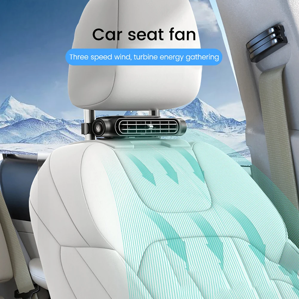 Car Seat Cooling Fan Leafless 3 Wind Speeds USB Backseat Fans Whisper-Quiet Motor Summer Neck Cooler Rear Seat Fans