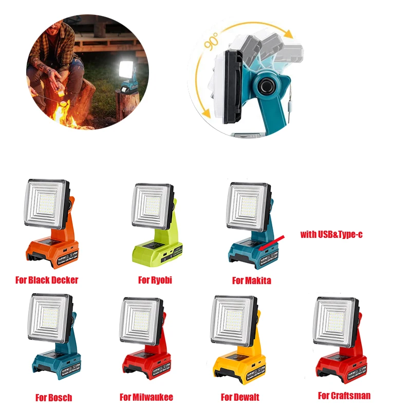 25W LED work light 3Modes 25w for Makita/Bosch/Dewalt/Milwaukee/Ryobi/Black&Decker/Craftsmansuitable for construction sites