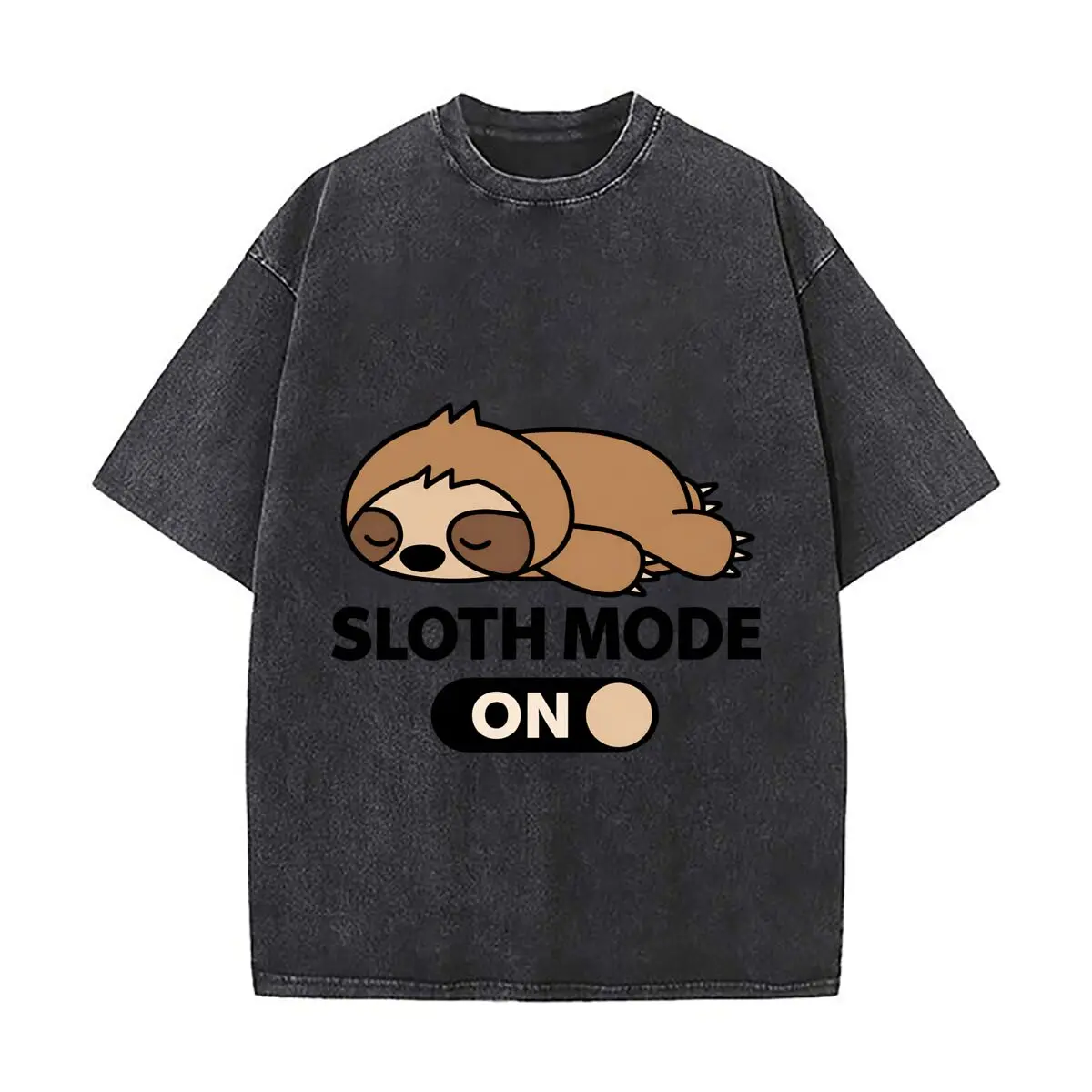 Sloth Mode On Cute Sleeping Sloth Cartoon Design Distressed Vintage Oversized Streetwear Tops for Coffee Dates