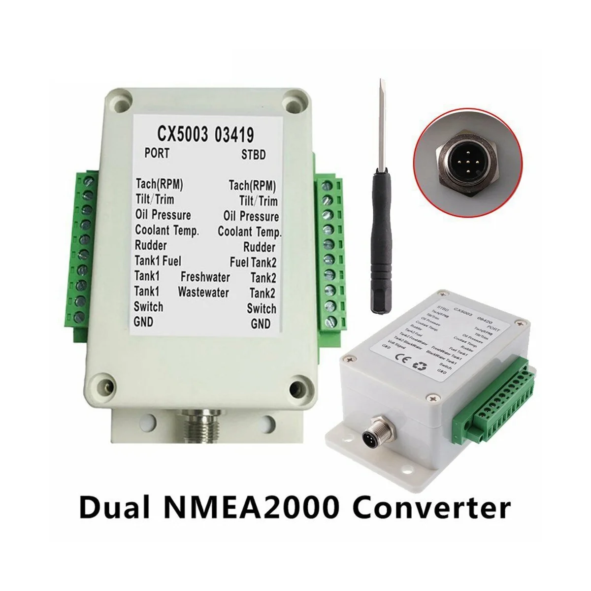 Konverter NMEA2000 Dual Channel N2K 0-190 Ohm hingga 18 sensor kapal laut Yacht