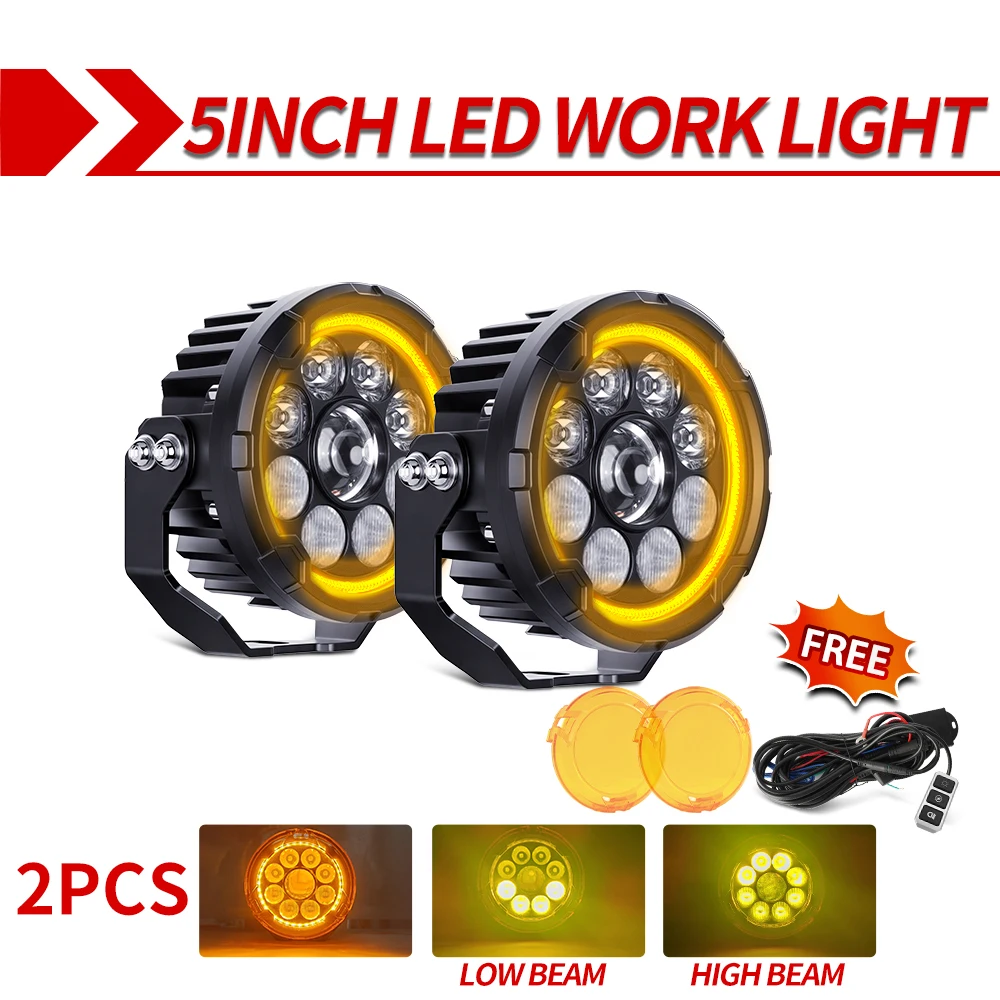 CO LICHT Motorfiets 5 inch LED Werklamp Hoge Dimlicht LED Extra Verlichting Strobe 3500 K 6500 K Voor 4x4 Truck Dirt SUV 12 V 24 V - afbeelding 1