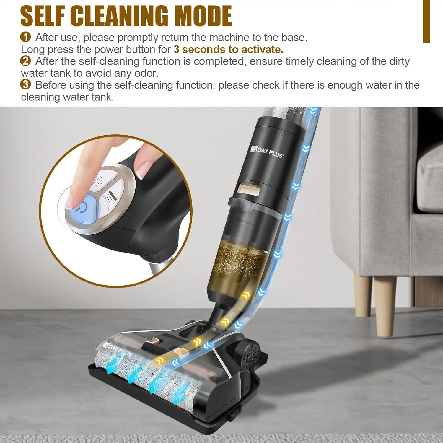 Vacuum Mop Combo for Hard Floor/Area Rugs/Pet Hair/Sticky Messes, Wet Dry Vacuum Cleaner with Water Spray and 2 Suction