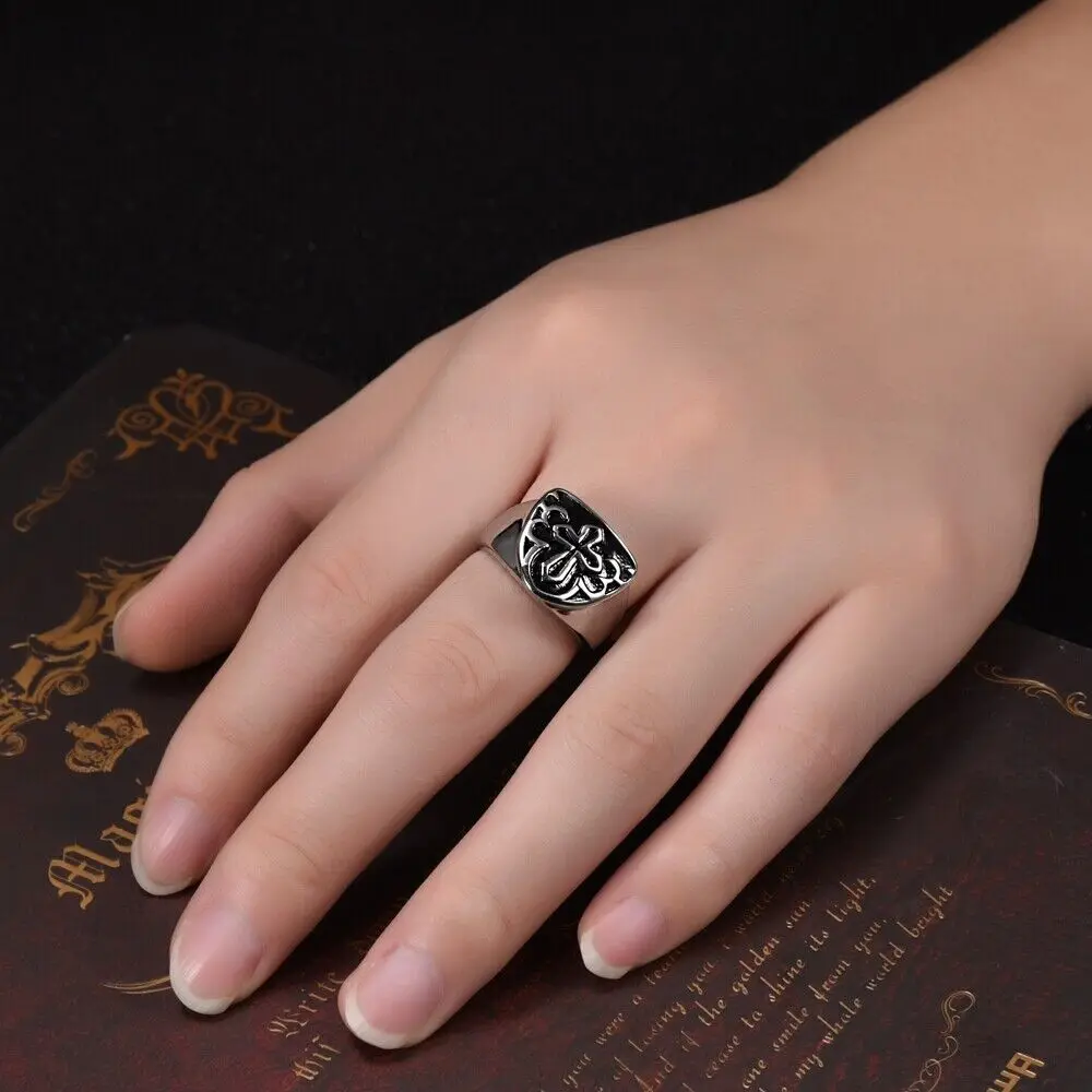 Cross Cremation Jewelry Ring Ashes Stainless Steel Hold Loved Ones Finger Ring Customize