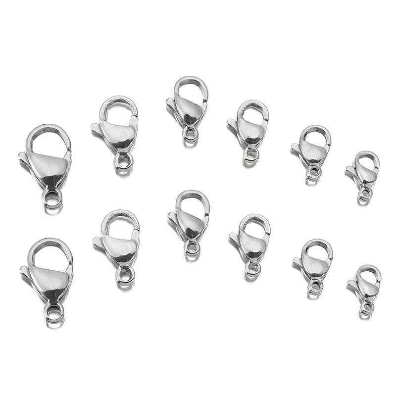 50pcs/lot Stainless Steel Lobster Clasp Hooks for Bracelets Necklace End Clasps Connectors Diy Jewelry Making Materials Supplies