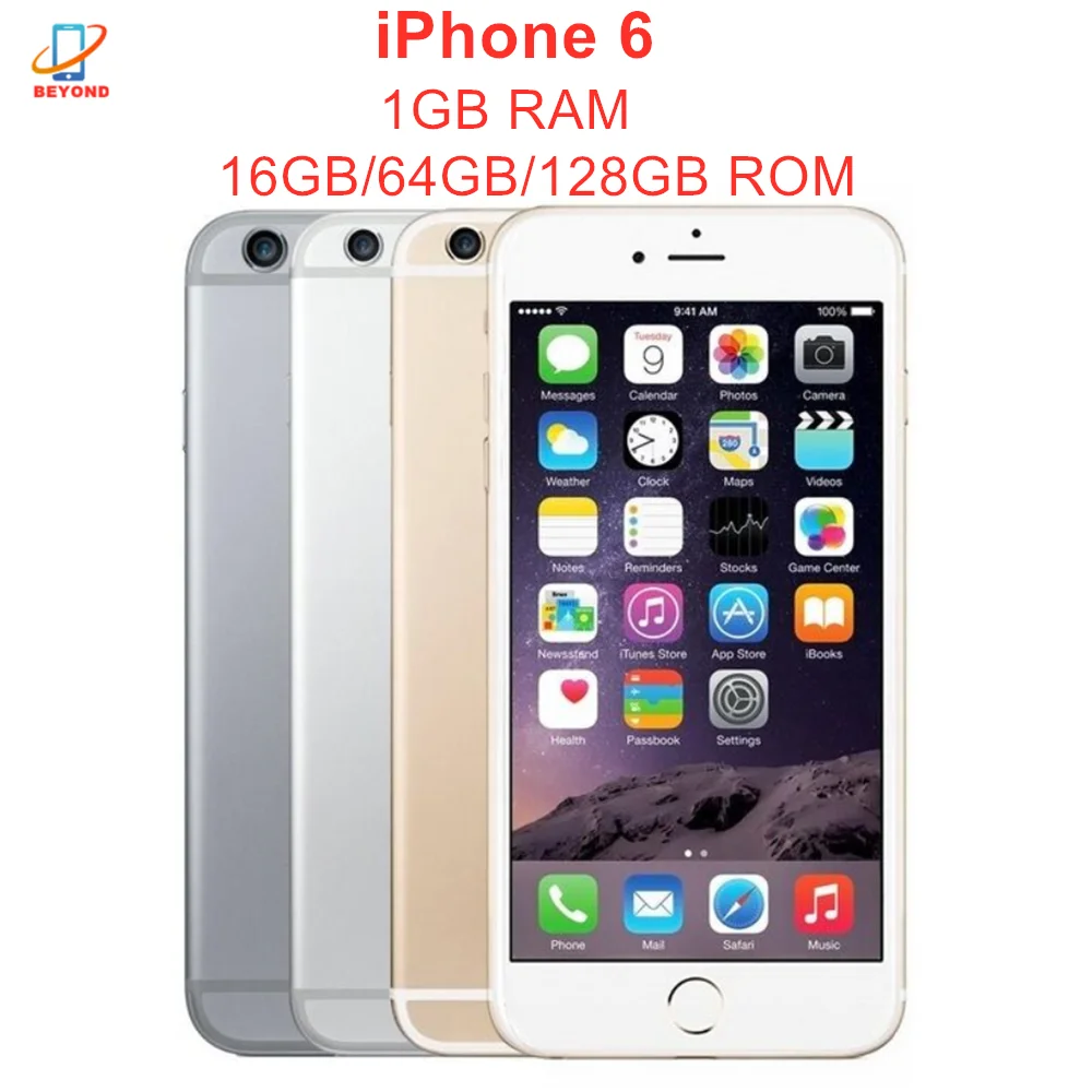 Оригинальный Apple iPhone 6 iPhone6 4.7 дюйма, iOS, A8, 8 МП, 1 ГБ ОЗУ, 16/64/128 ГБ ПЗУ, двухъядерный процессор, сканер отпечатков пальцев, 4G LTE, мобильный телефон