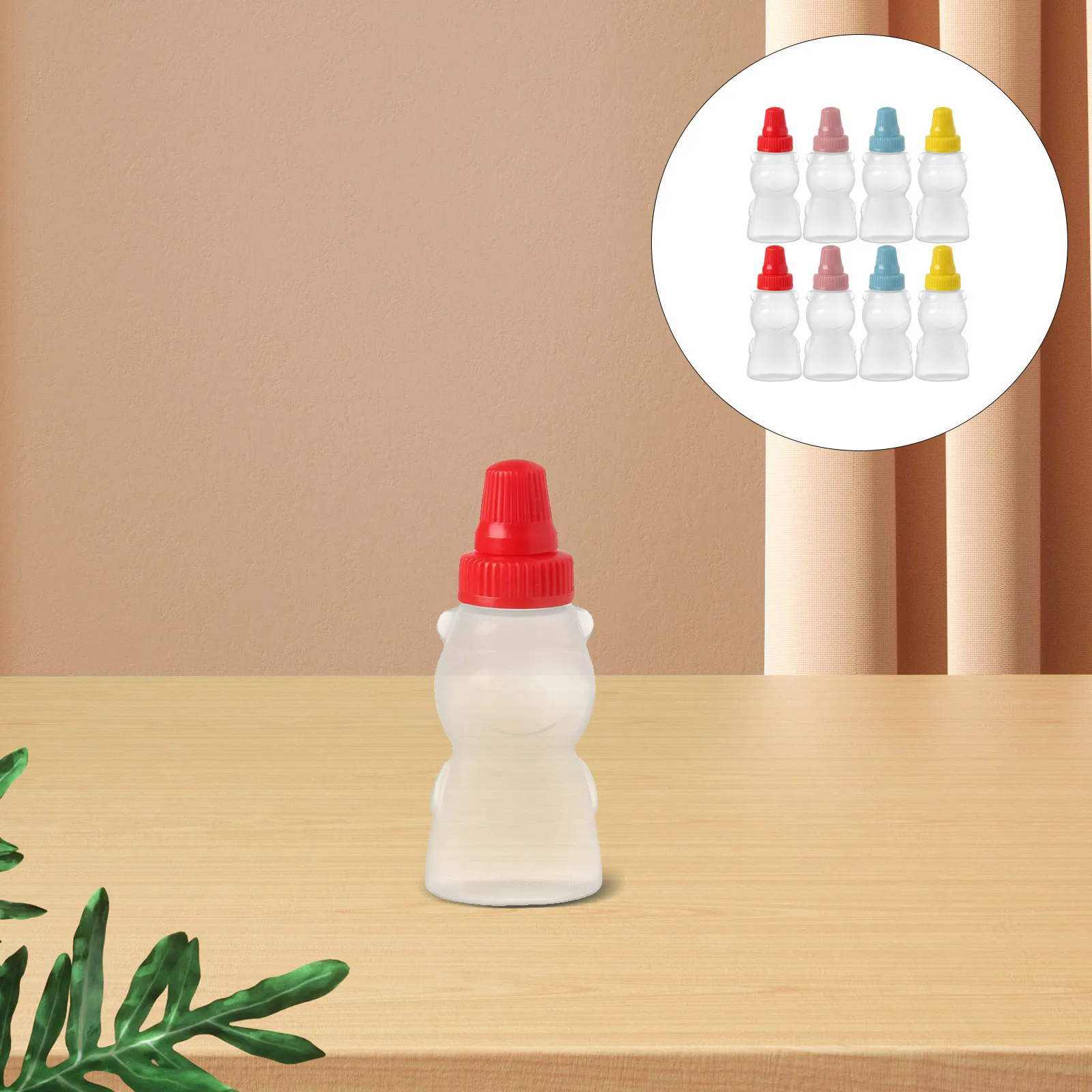 Mini botella de salsa de tomate con forma de oso, botellas de plástico para apretar para condimentos, aderezo para ensalada de miel y soja, pícnic al aire libre, 8 Uds.
