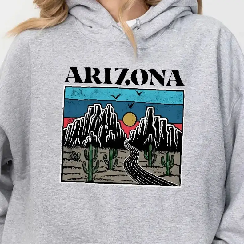

Unisex Sweatshirt Long Sleeves Casual Hoodies Stylish Pullover Daily Wear Multiple Colors Versatile Arizona Desert Highway
