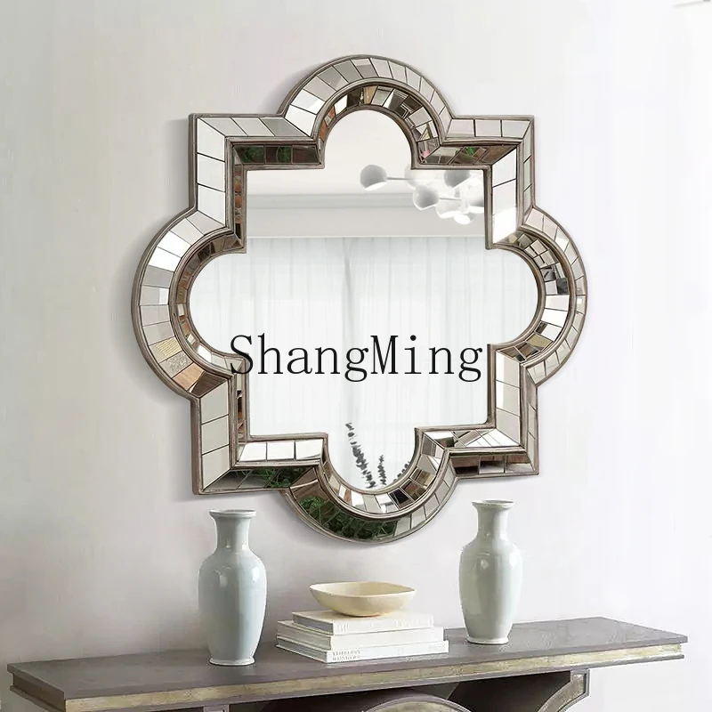 

CLentrance fireplace art mirror soft dining edge decorative mirror living room background wall wall hanging creative