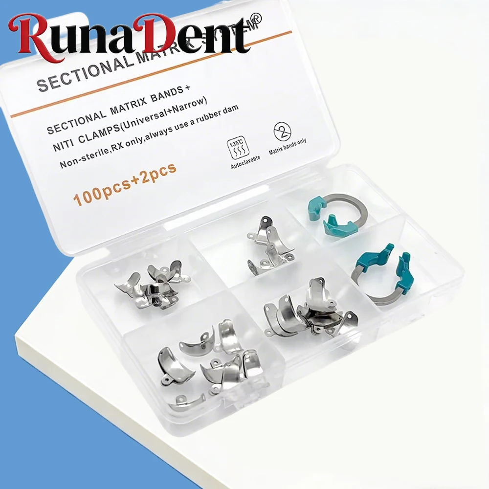 Professional Dentist Tool Kit – 102PCS Matrix Bands System with Contoured Metal Matrices and Nickel-Titanium Clamping Rings