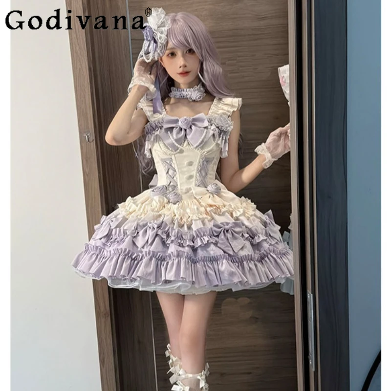 

Gradient Purple Lolita JSK Dress for Women High Street Princess Lolita Gown Dress Ladies Japanese Style Lolita Cake Dress
