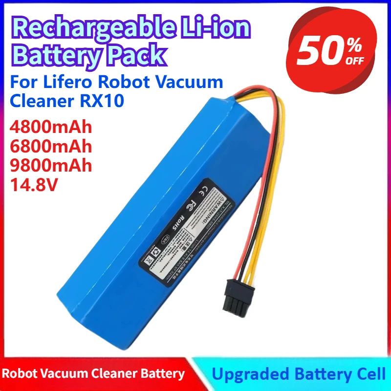 

New 6800mAh 14.4V Rechargeable Li-ion Battery for Lifero Robot Vacuum Cleaner RX10 Robot Vacuum Cleaner Accessories Spare Parts