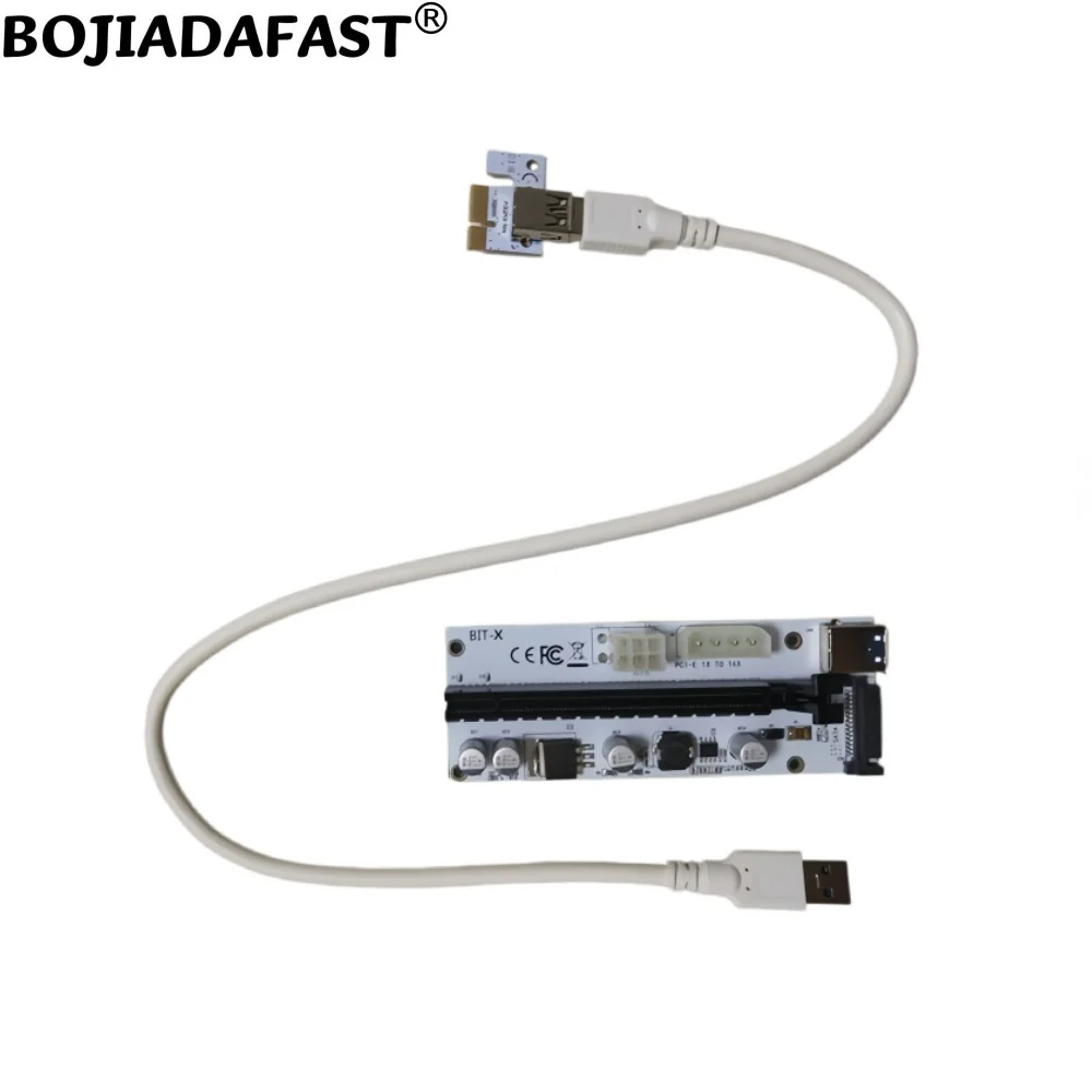 PCI-E 3.0 16X Slot to PCIe X1 Adapter Riser Card SATA 15PIN Molex 4PIN Power With 60CM USB 3.0 Cable for GPU Graphics Card