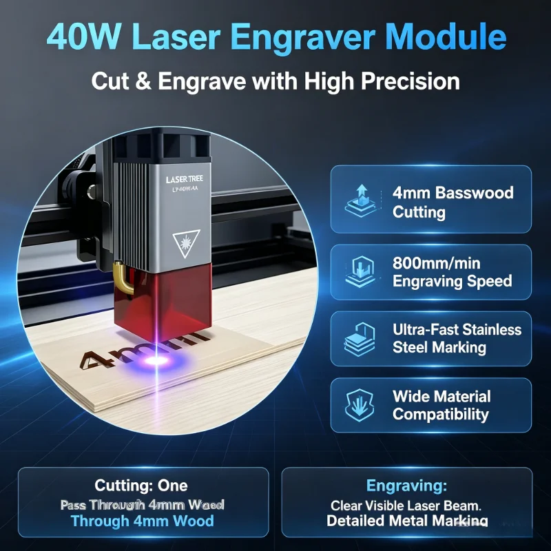 LASER  450nm 40W Laser Engraver Head TTL Blue Light Laser Module for Engraving Cutting Machine DIY Woodworking Tools