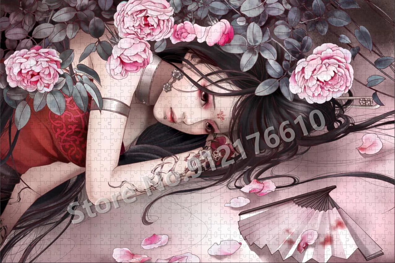 Chinese Fairy Portrait Print Jigsaw Puzzles 1000 Pieces Beauty Girls Cartoon Anime Assembling Wooden Puzzles for Adult Game Toys